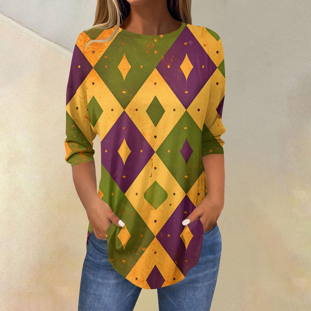 Womens T Shirts 3/4 Sleeve Shirts Solid Color Pullover Summer Spring Tops Blouses