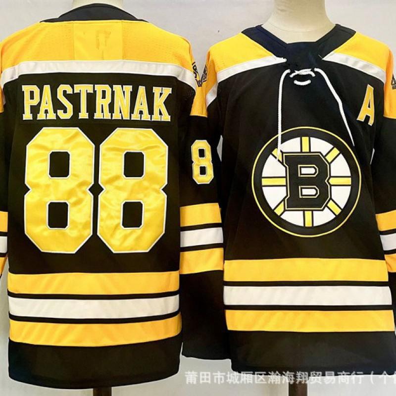Boston Bruins NHL Hockey su Ghiaccio Maglia Uomo Ricamata 88 Divisa Squadra Abbigliamento per Tifosi Sportivi