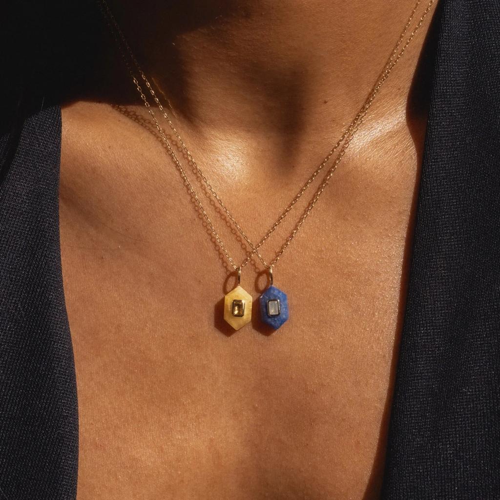 Natural Stone Energy Necklace Women'S Style Stainless Steel Sense Color Retention Fashion