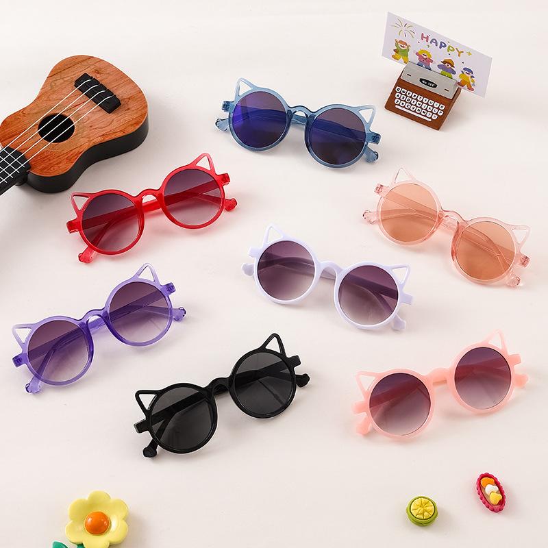 New Cat Ear Small Frame Round Sunglasses Children's Brand Designer Fashion Sun Glasses Outdoor Shading for Girls Eyewear UV400