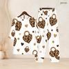 Women Plus Size White Printed Two Piece Set Crew Neck Half Sleeve Top Cross Hem Pants