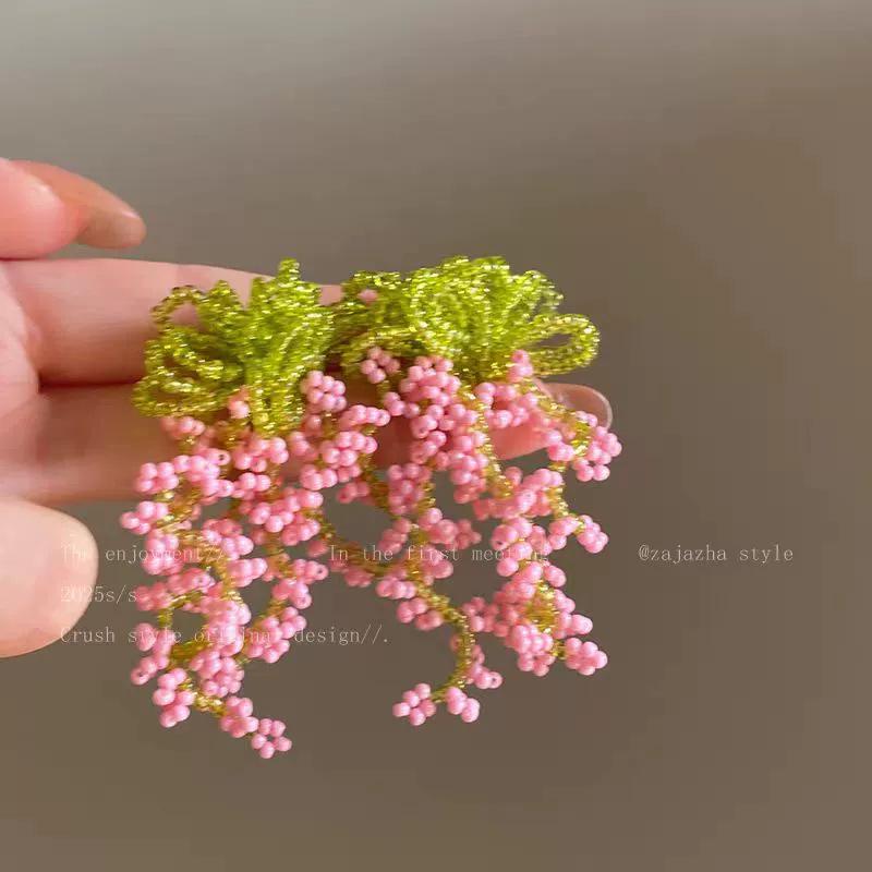 Handmade 2025 Refreshing Blue Beaded Stud Earrings - Unique High-End Vacation Style Design