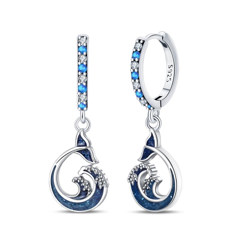 925 Silver Ocean Theme Earrings Dolphin Sea Star Shell Turtle Original Design Fashion Jewelry for Women
