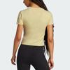 Adidas Essentials Slim Striped Round Neck Pullover Fitted Short Sleeve T-Shirt Women T-Shirts Powder-Yellow White JE1246