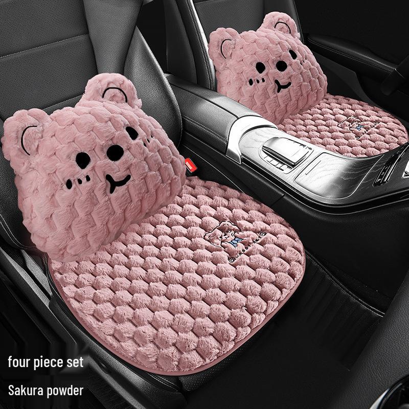 Universal Plush Fleece Car Seat Cushion: Thick, Cozy, and Cute for Autumn and Winter