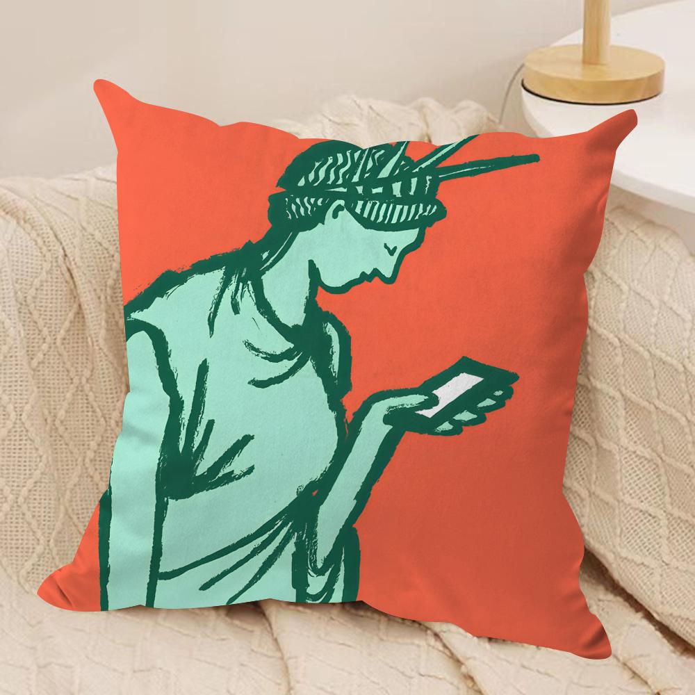 Aesthetic Art JJeanJullien Cushion Cover Silky Short Plush Invisible Zipper Dustproof Sofa Pillow Case For Home Decor