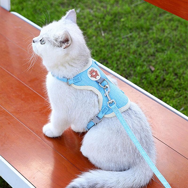 Cat Chest Back Harness Leash Adjustable Length Pet Traction Cat Dog Traction Rope Collar Cat Supplies Pet Harness Belt