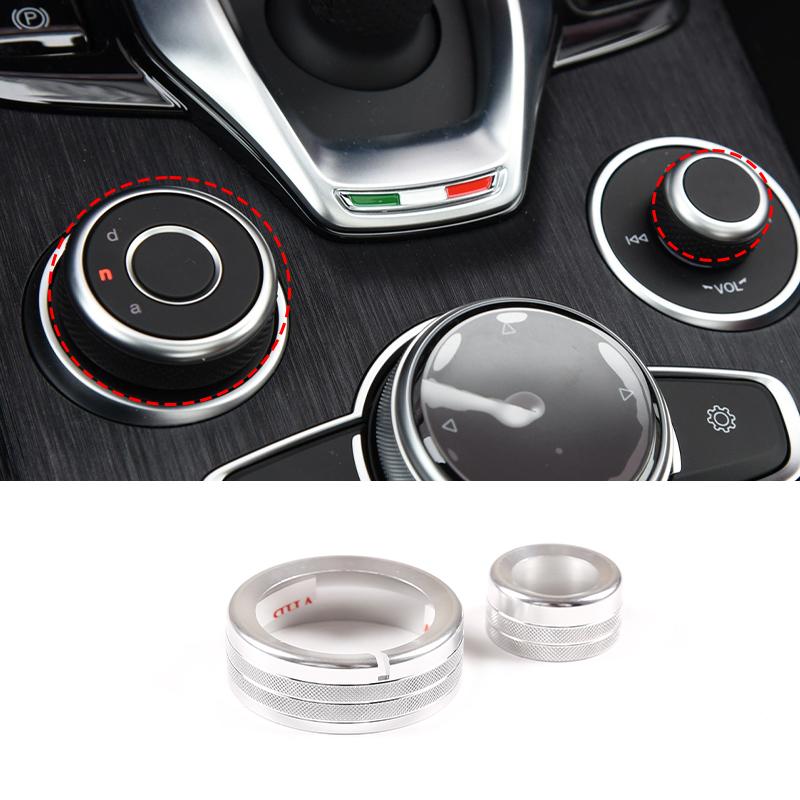 For Alfa Romeo Giulia Stelvio 2017-Car Center Console Multimedia Knob Switch Ring Decoration Cover Trim Interior