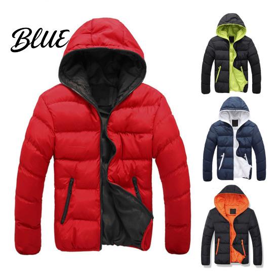 Waterproof Winter Down Men Padded Color Windproof Coat Contrast for Outdoor