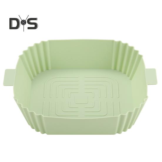 

Квадратный коврик для фритюрниц, многоразовый прочный коврик для корзины для духовки, силиконовый горшок зелёный