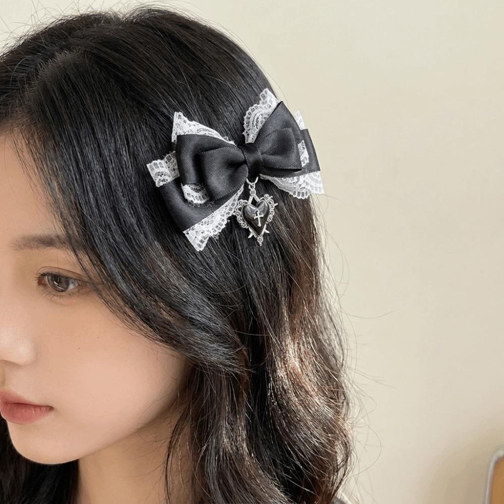 Lovely Y2K Bow Hair Clip Gothic Lolita Style Hair Barrettes Alloy Hairpin Children Side Clip Girls