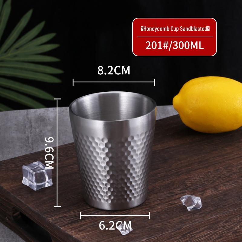 Korean Style Double-Layer Honeycomb Stainless Steel Beer Mug - Durable, Anti-Fall, Ideal for Cold Drinks & BBQs.