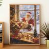 Full Drill Diamond Art Kit Christmas Santa DIY Rhinestone Painting Canvas Creative Handmade Gift Winter Holiday Decor for Dog Lovers
