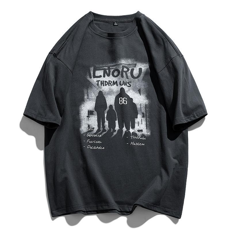 Short-Sleeved T-Shirt Men'S Trendy Half-Sleeved Men'S Top Loose Trendy Couple Five-Quarter-Sleeved Clothes