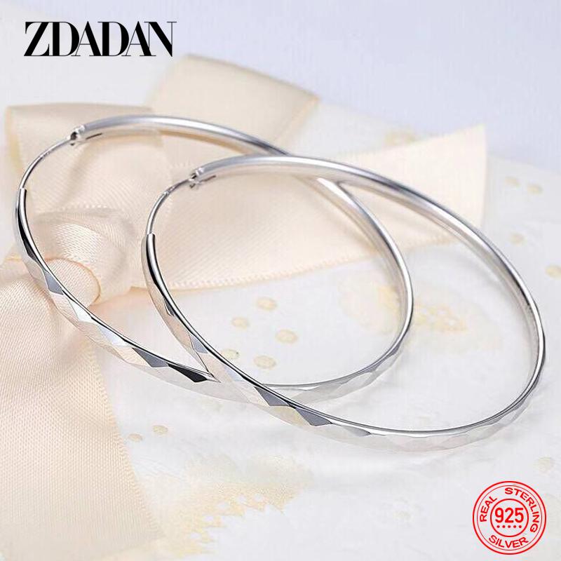 925 Sterling Silver 30/40/50/60mm Circle Hoop Earrings for Women Fashion Party Jewelry Gifts