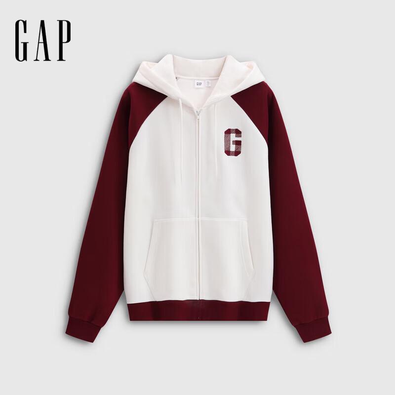 Gap Unisex Color-block Embroidered Logo Loose Fleece Hoodie