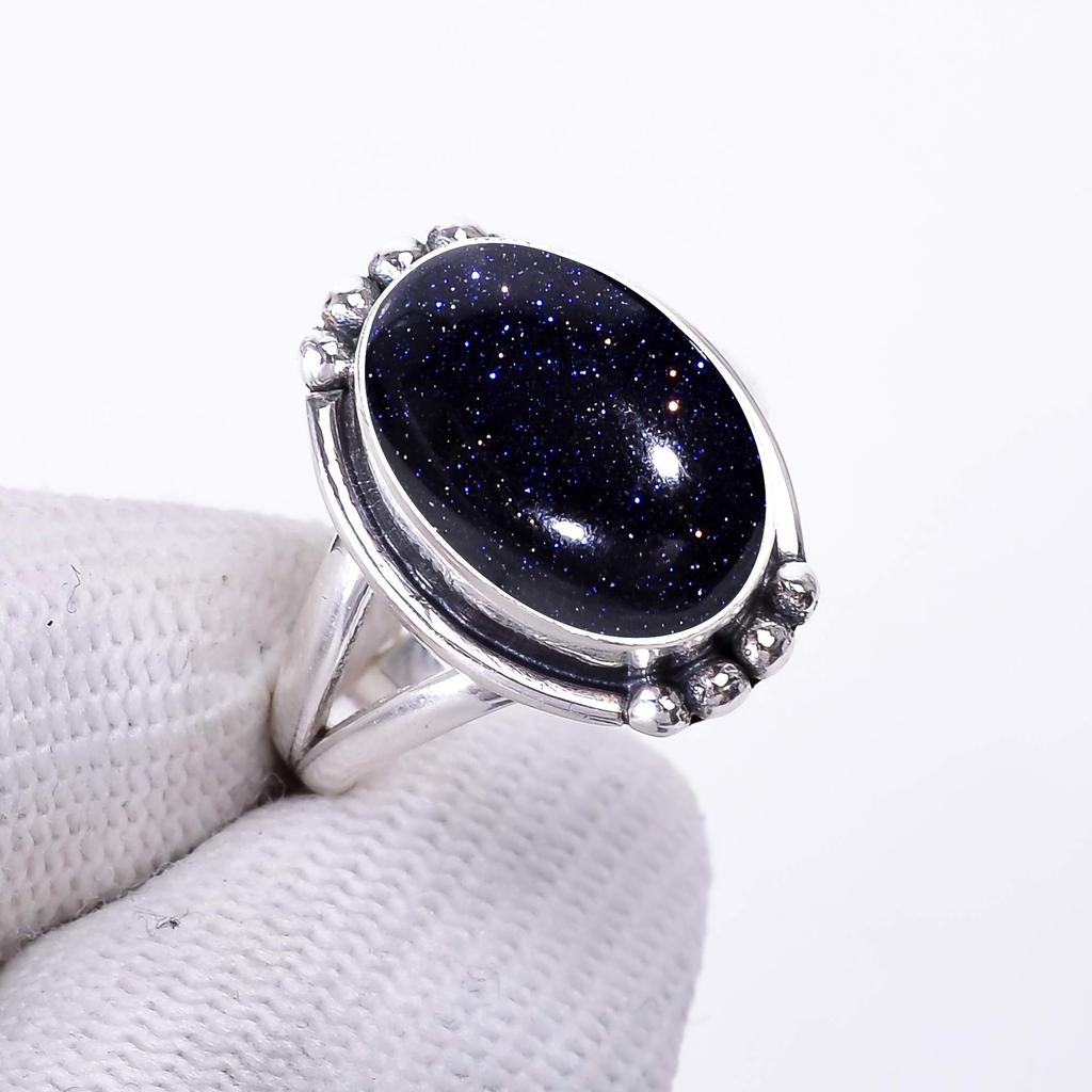 Blue Sunstone 925 Sterling Silver Ring V2503, Blue Ring, Oval Ring, Valentin's Day Gift, Gift For Her, Birthday Gift, Handmade Jewelry, Silver Jewelry