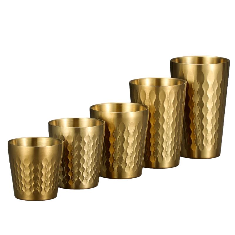 ShengJia Double-Walled 304 Stainless Steel Hammered Cup 550ml