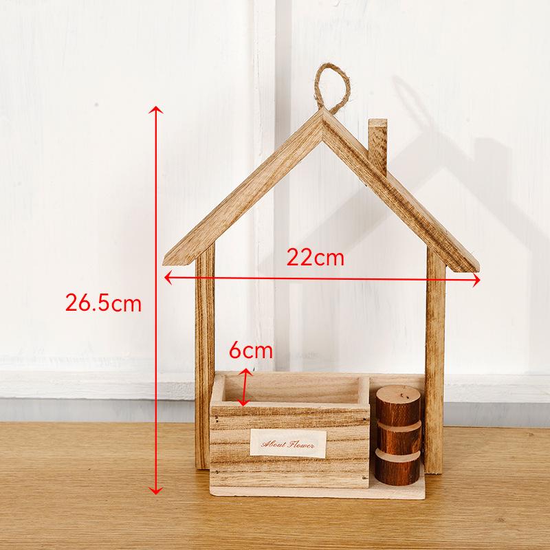Kreativer Hängeblumenkorb aus Holz für Wohnzimmerdekoration