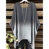Vintage Women's T-Shirt Color Gradient Print Elegant Asymmetrical Hem O-Neck Short Sleeve Top Casual Fashion Street Outdoor Tops