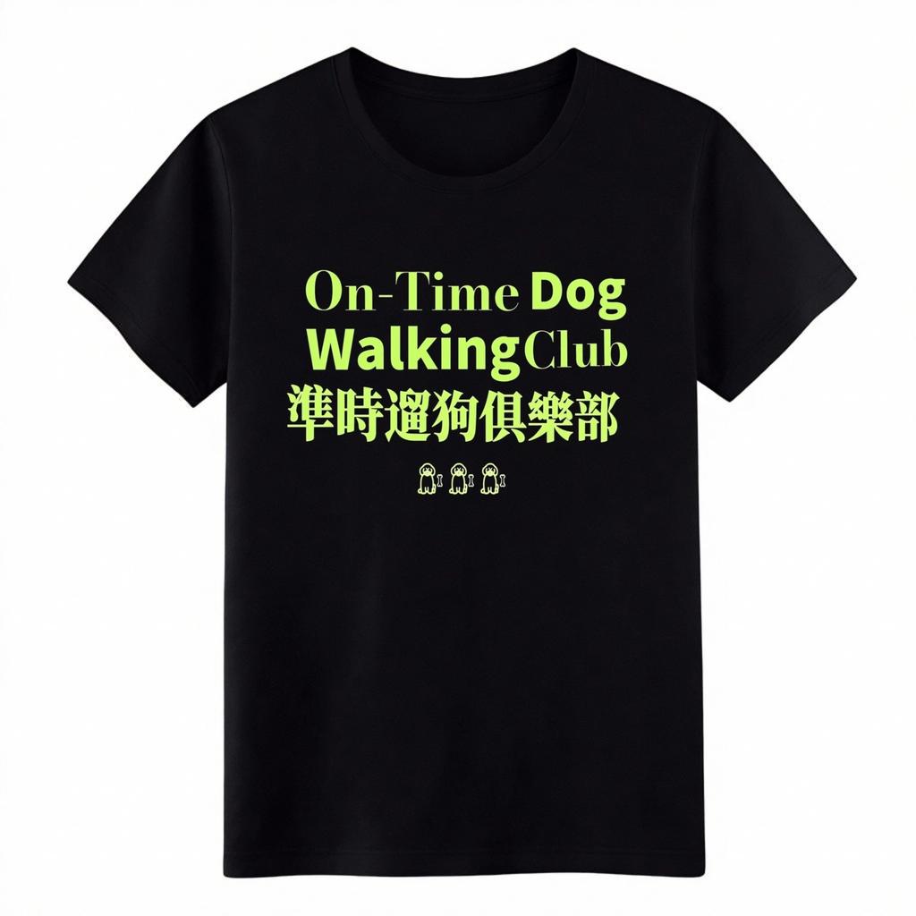 On Time Dog Walking Club Funny Pet Lover Graphic T-Shirt Casual Dog Mom Dad Tee