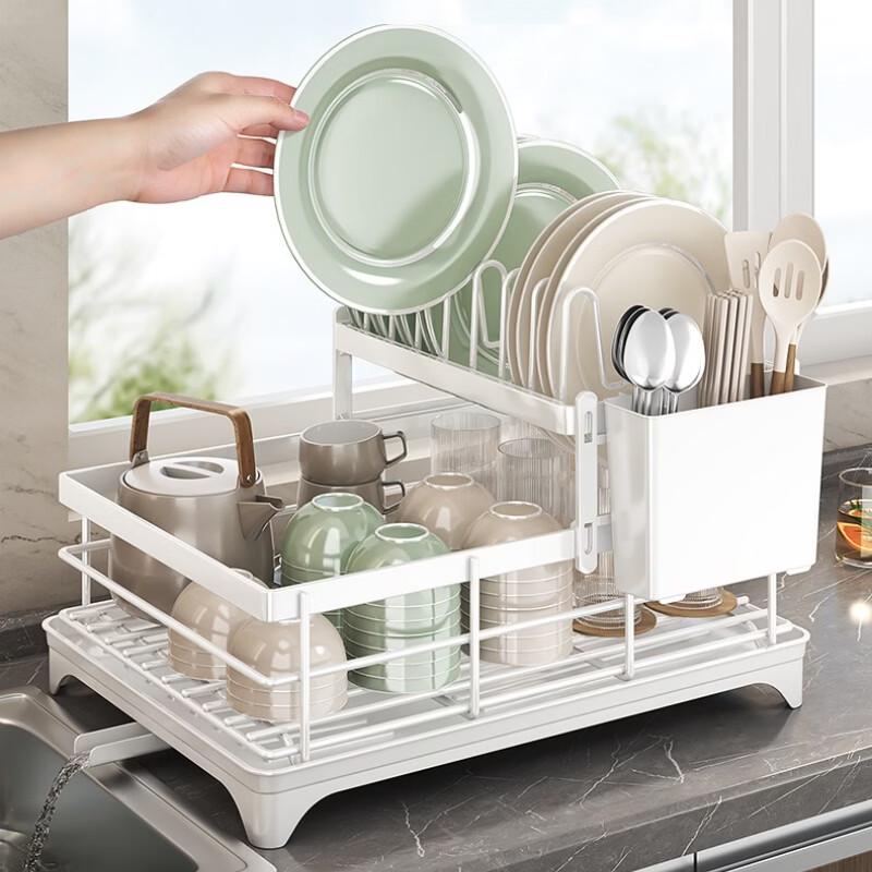 Double-Layer Carbon Steel Kitchen Dish Drying Rack