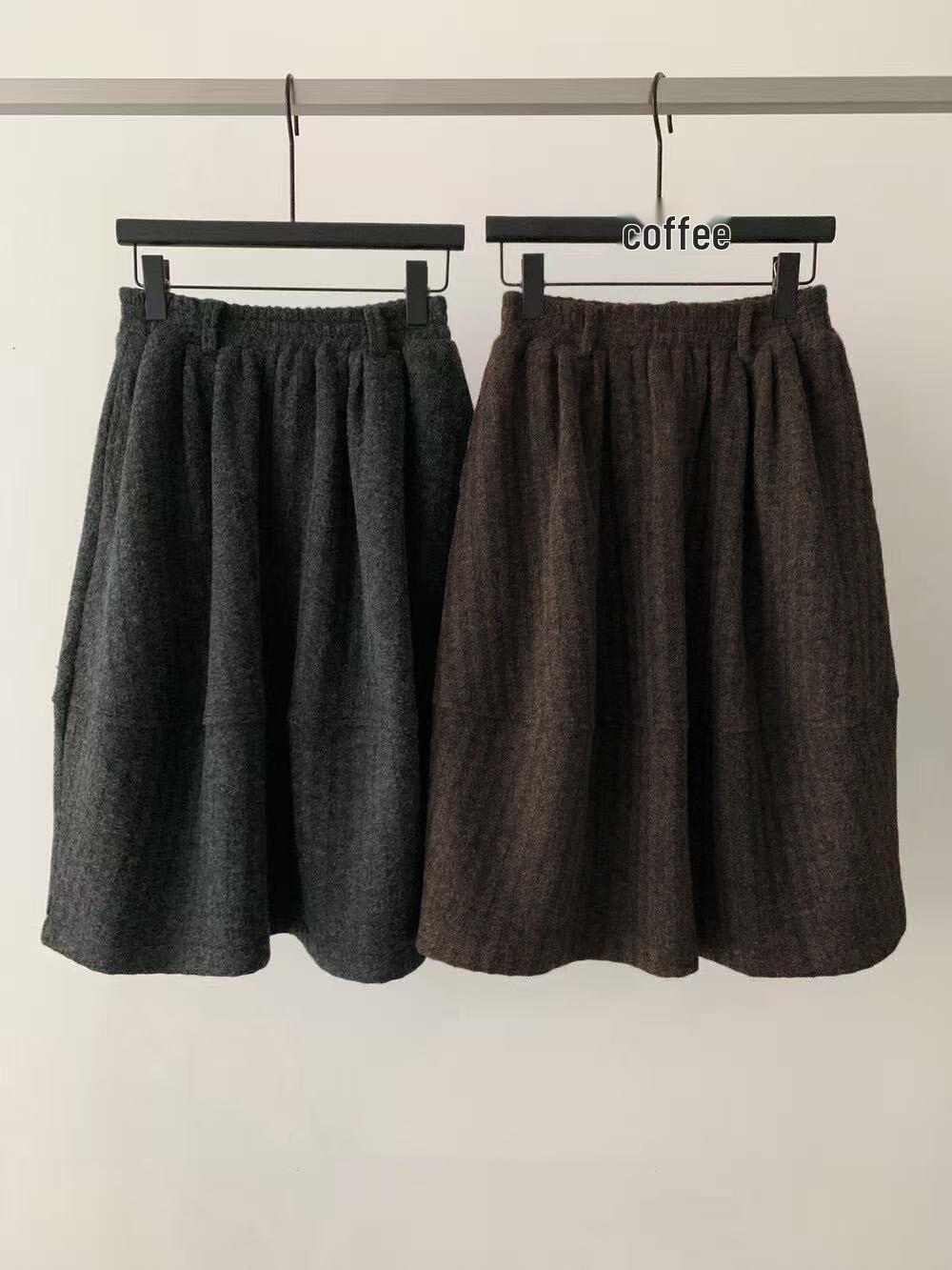 2025 Autumn/Winter Korean Style Versatile Knit Midi Skirt One Size
