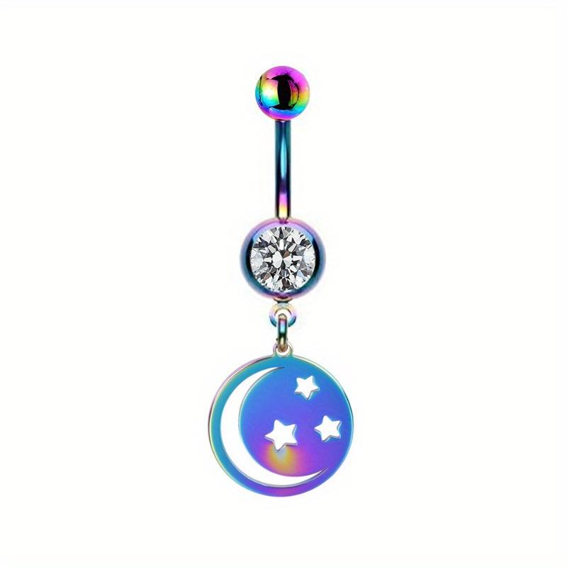 1pc Stainless Steel Gradient Blue Purple Animal Planet Navel Ring Alien Piercing Navel Ornament