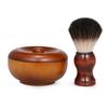 Shaving Bowl Soap Dish Men's White Porcelain Brush Bowl Foam Beard Shaving 2-Piece Set C Rubber Wood Bowl + Hide 1 Pcs