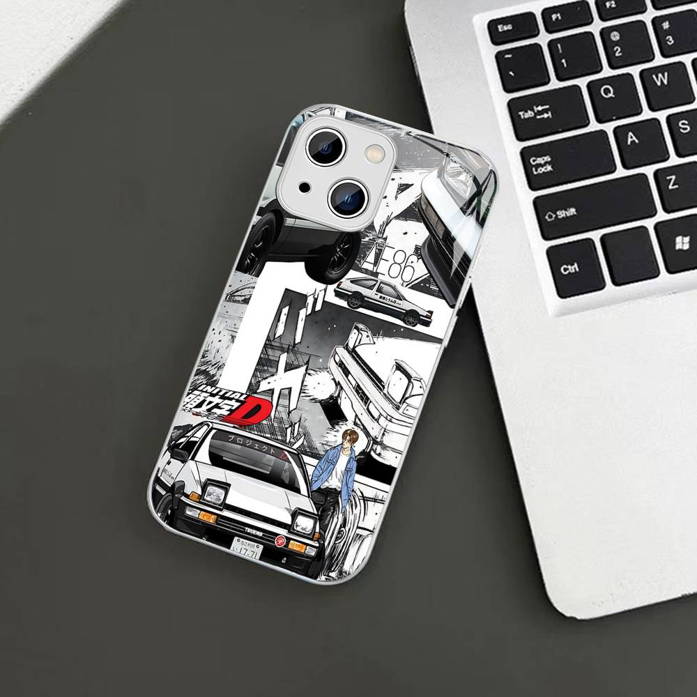 Road Racing Anime I-Initial D Tempered Glass For Iphone 14 13 12 11 Pro Mini XS MAX 14Plus X XS XR Cover