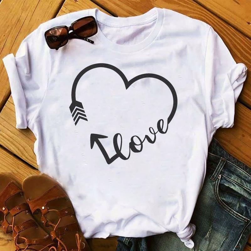 Summer 2025 Fashion Leopard Flower Sweet Love You Lady Ladies Womens Tee T-Shirt Graphic Female Valentine's Day Top T Shirt Gift