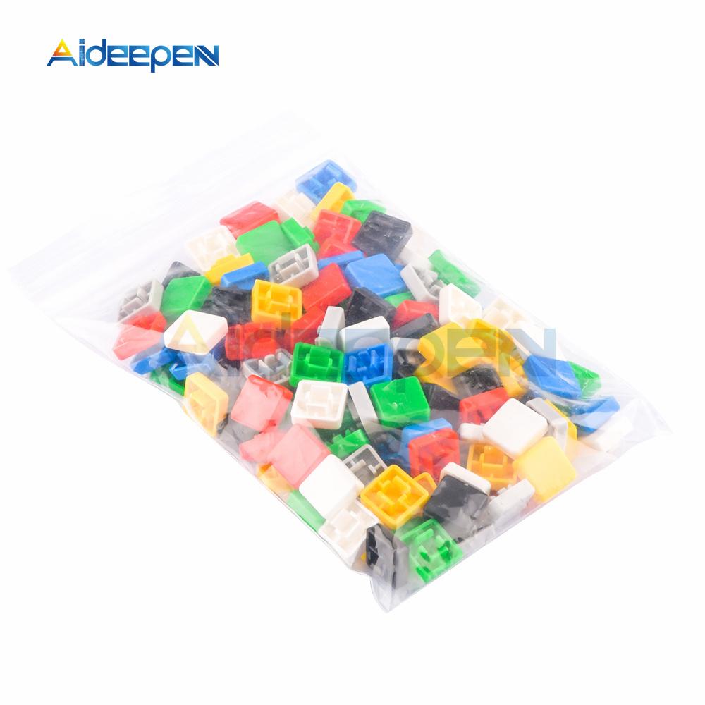 140Pcs 7 Colors*20pcs Tactile Push Button Switch Cap 12*12*7.3MM Micro Switch Button Tact Cap 5 Colors 12X12X7.3mm for Arduino