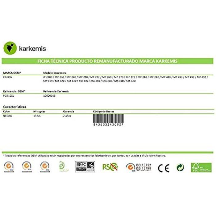Karkemis K-010262 Cartouche D'encre Noir