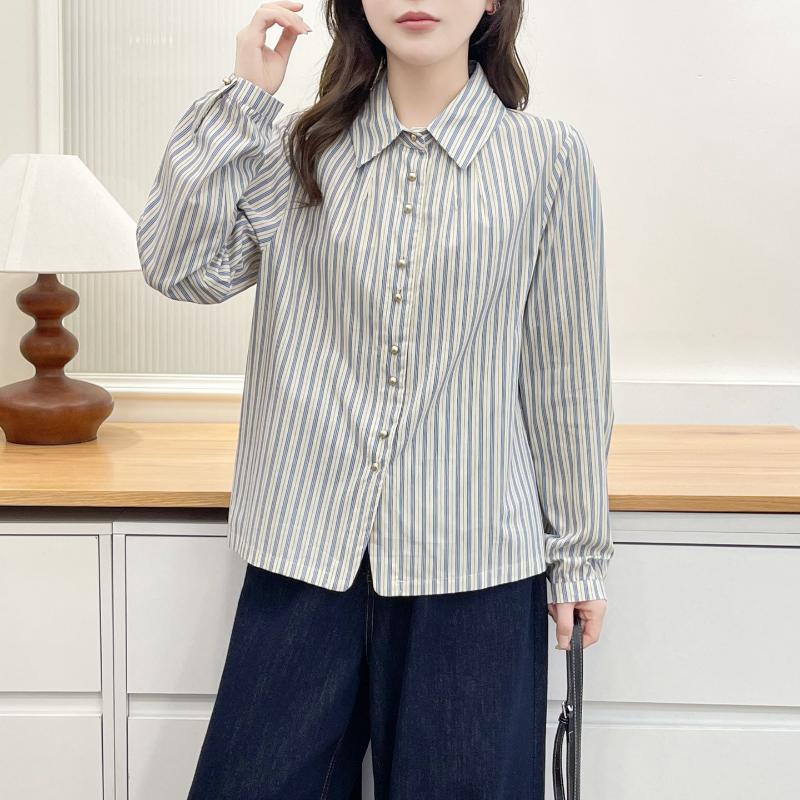 Women S Plus Size Long Sleeve Turn Down Collar Shirt Slim Fit Casual Autumn Blouse