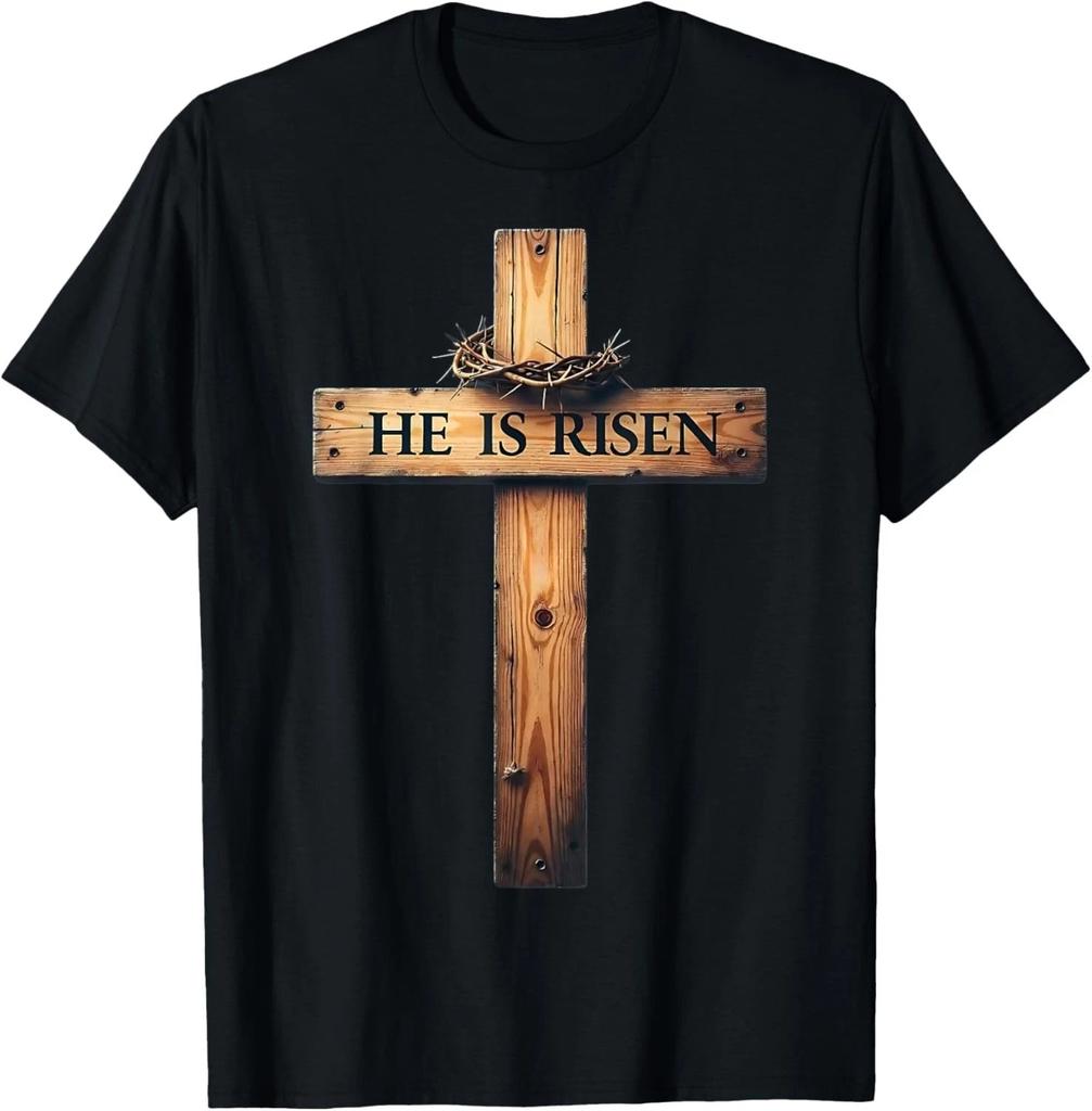 Osterkreuz Er ist auferstanden Jesus Christliches Herren Damen T-Shirt