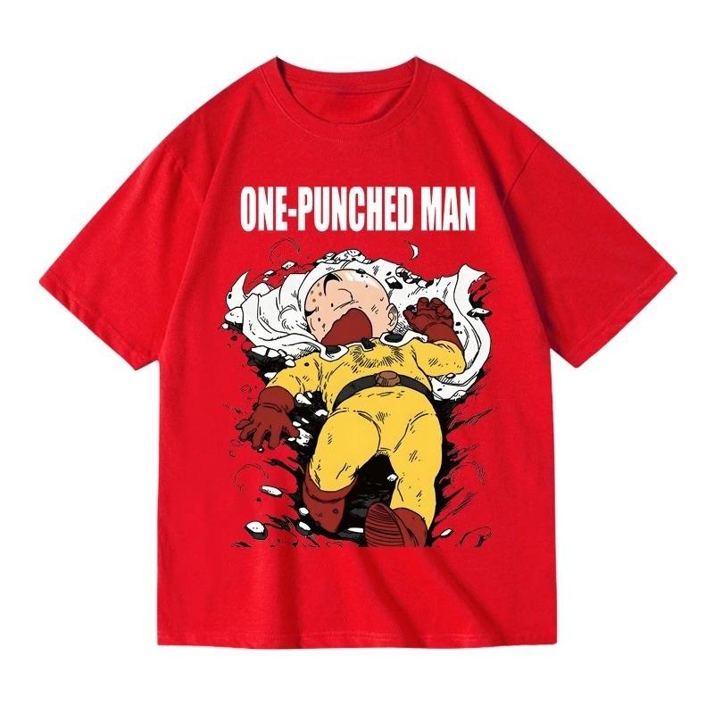 One-Punch Man Saitama Funny Parody Knockout Manga Graphic T-Shirt White Unisex Oversized Casual Anime Streetwear T-shirt