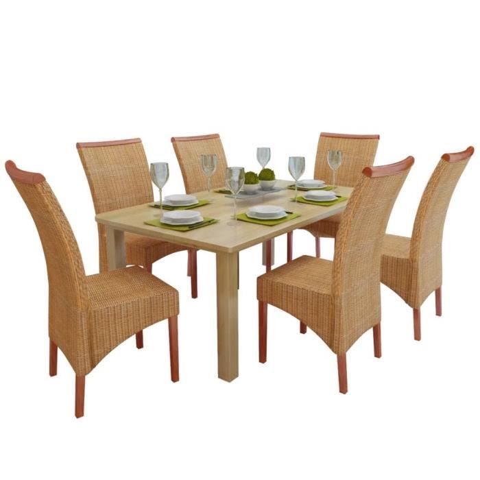 Chaises de salle à manger - vidaXL - Lot de 6 - Marron - Rotin naturel - Style contemporain