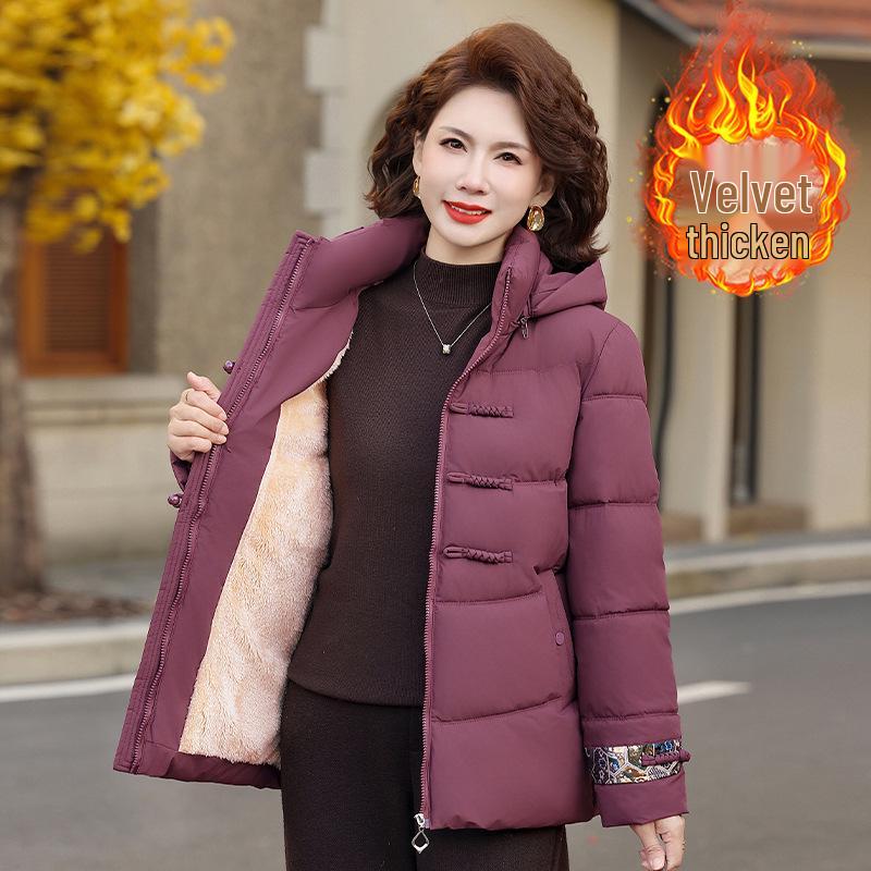 Manteau d'hiver chaud en coton doublé de polaire pour femmes de 40 à 60 ans
