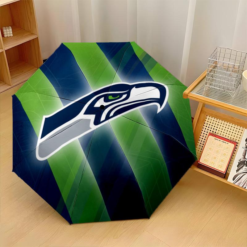 Seattle Seahawks Print Auto 8?Ribs Folding Umbrella Wind Resistant Lightweight Automatic Umbrella For Daily Travel