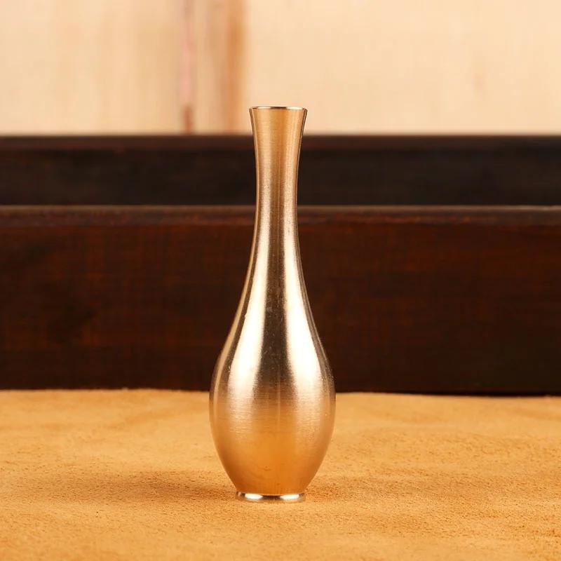 Pure Copper Mini Vintage Vase Ornament Home Decoration Retro Brass Flower Bottle Figurines Modern Light Luxury Decorative Crafts