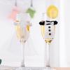 2PCS Marriage Bride Groom Wine Cups Decoration Champagne Wedding Glasses Cups Decoration Engagement Party Ornaments for Women and Man Wedding