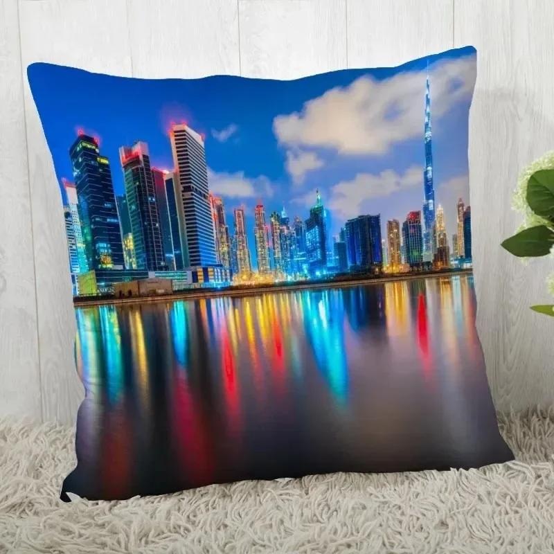 Luxury Home Decor Pillow Cover Living Room Sofa Cushion Cover City Night Scene Light Pattern Cushion Cover