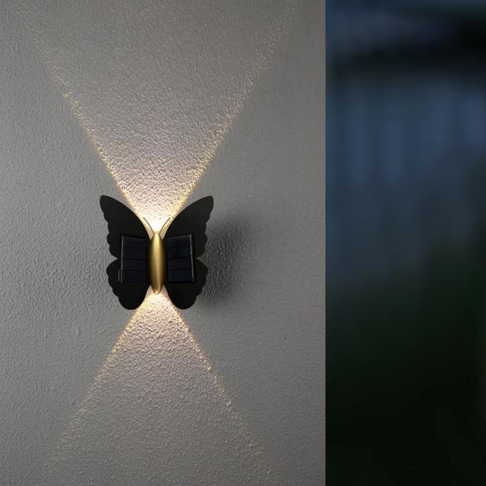 Solární nástěnné světlo Motýl Venkovní Vodotěsné Nástěnné Svítidlo Lampa na Zahradu Automatické Zapínání/Vypínání LED Solární Lampa Pro Plot Terasu Balkon Nádvoří