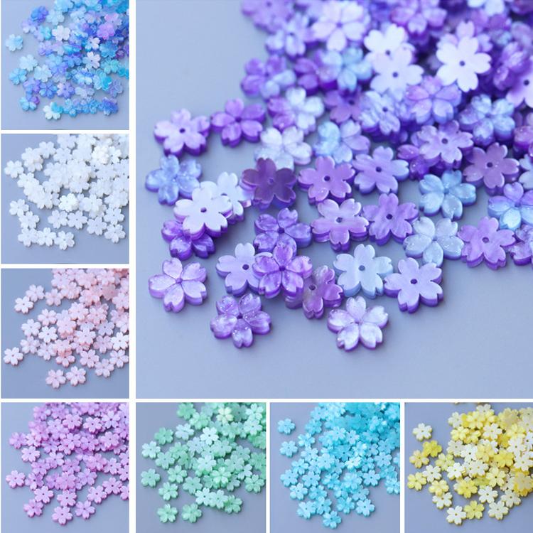 10-50pcs 12mm Resin Flower Petal Beads Sakura Charms Pendants Loose Spacer Bead for DIY Jewelry Buttons Hairpin Handmade