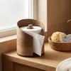 Großes Fassungsvermögen Holz Küchenrollenhalter Anti-Rutsch-Basis Naturholz Taschentuch Aufbewahrungsbox INS Minimalistischer Papierrollenhalter