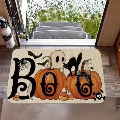 Halloween Ghost Pumpkin Pattern Welcome Door Mat Carpet - Suitable For Bathroom And Living Room, Halloween Decoration