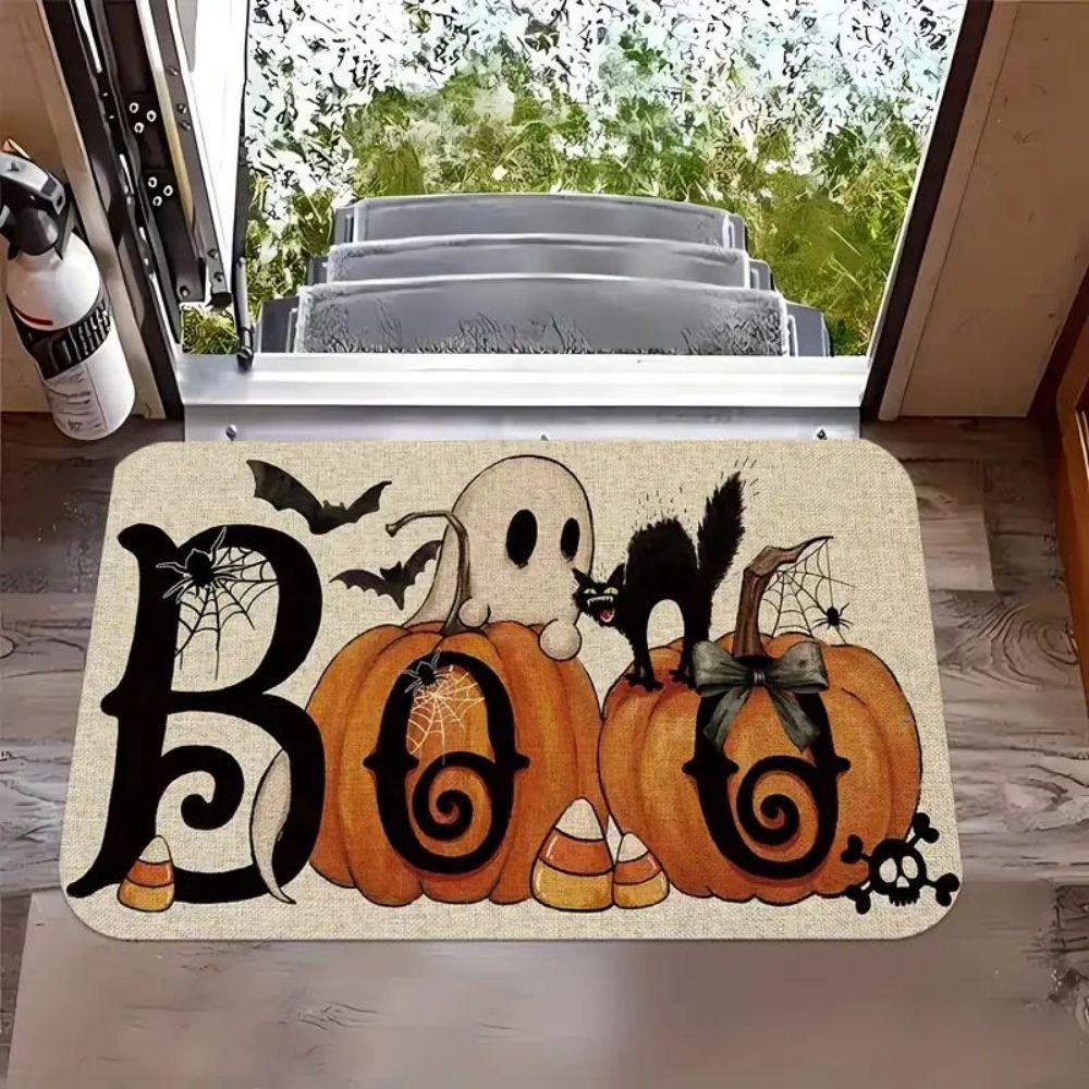 Halloween Spöke Pumpa Mönster Välkommen Dörrmatta Matta - Lämplig För Badrum Och Vardagsrum, Halloween Dekoration