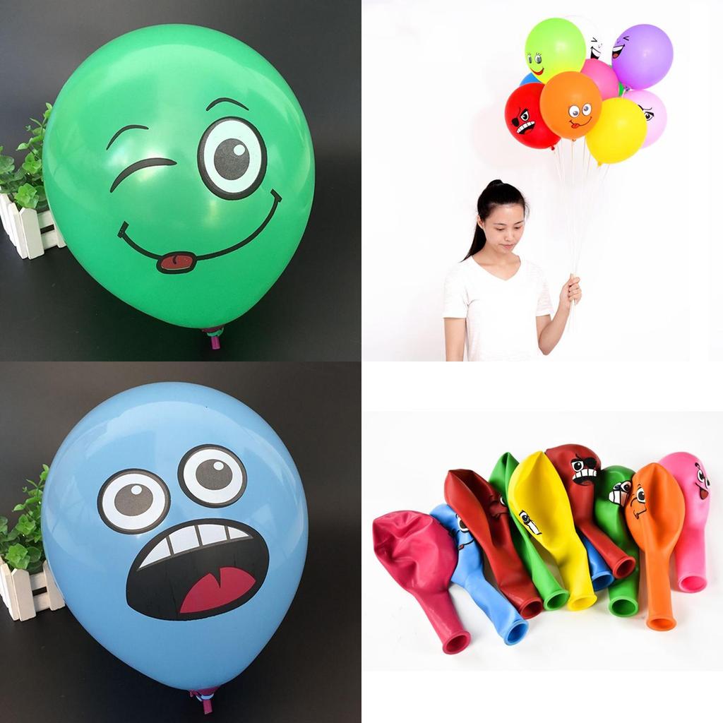 Adorable Big Eyes Smiley Latex Balloons 12 Inches Colorful Decorative Party Pack