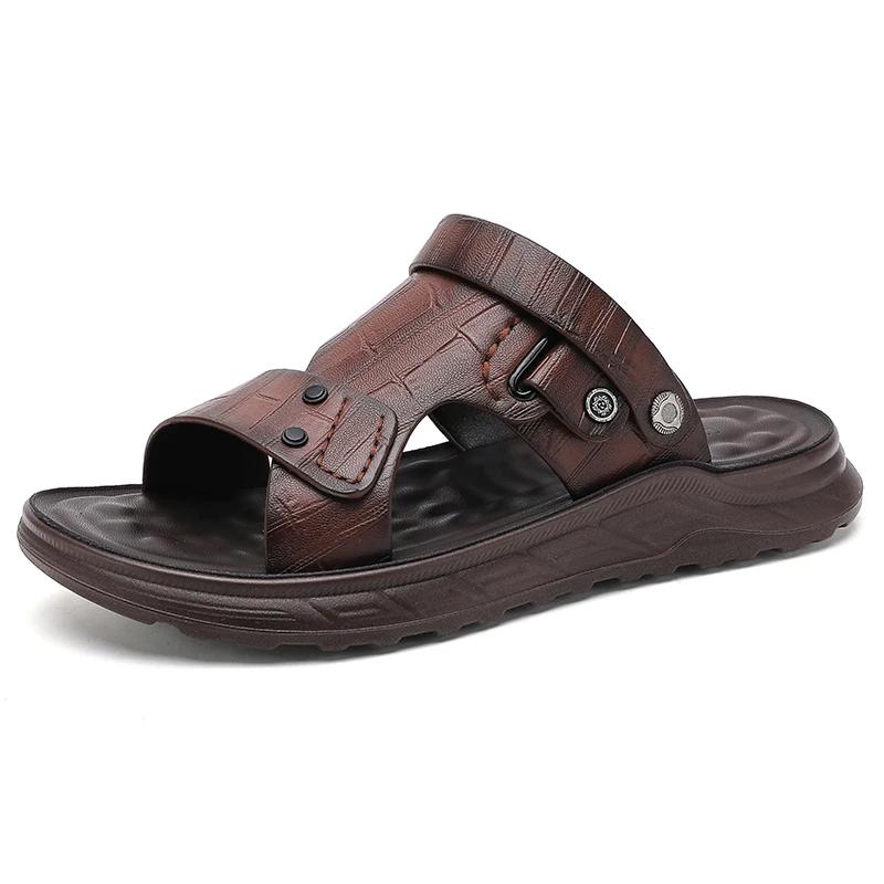 

Модные мужские высококачественные модные повседневные сандалии летние двойного назначения дышащие спортивные тапочки для отдыха на открытом воздухе водонепроницаемые противоскользящие пляжные туфли 38 коричневый