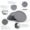 6 Pads 1 Plastic Holder Non-slip Silicone Drinking Coaster Set Holder Cup Coaster Mat Set Round Mat Home Office Table Decor